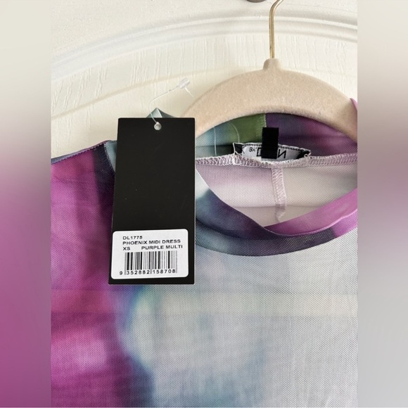 BY.DYLN Phoenix Midi Dress Mesh in Purple Sz XS - Picture 4 of 4